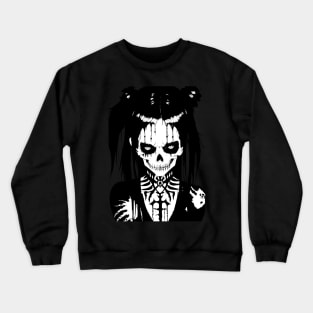 Sinister looking girl in black and white art Crewneck Sweatshirt